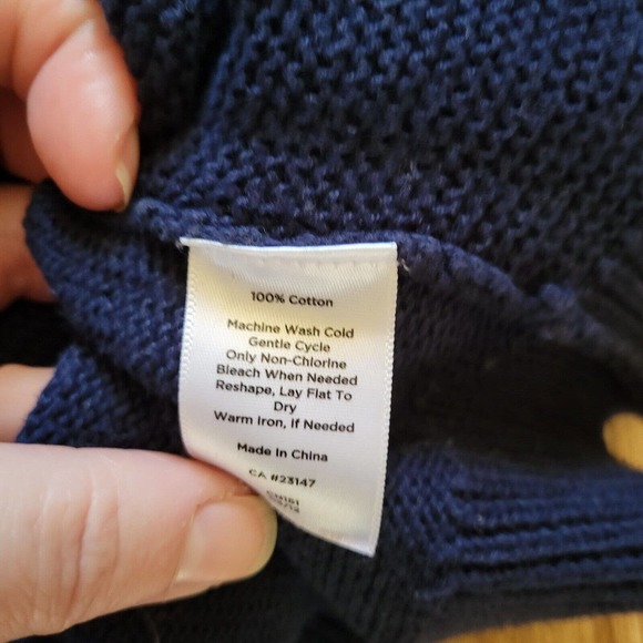 Talbots Sweater Shirt Top Womens Medium Navy Blue Knit Boat Neck Button Classic - Picture 6 of 11